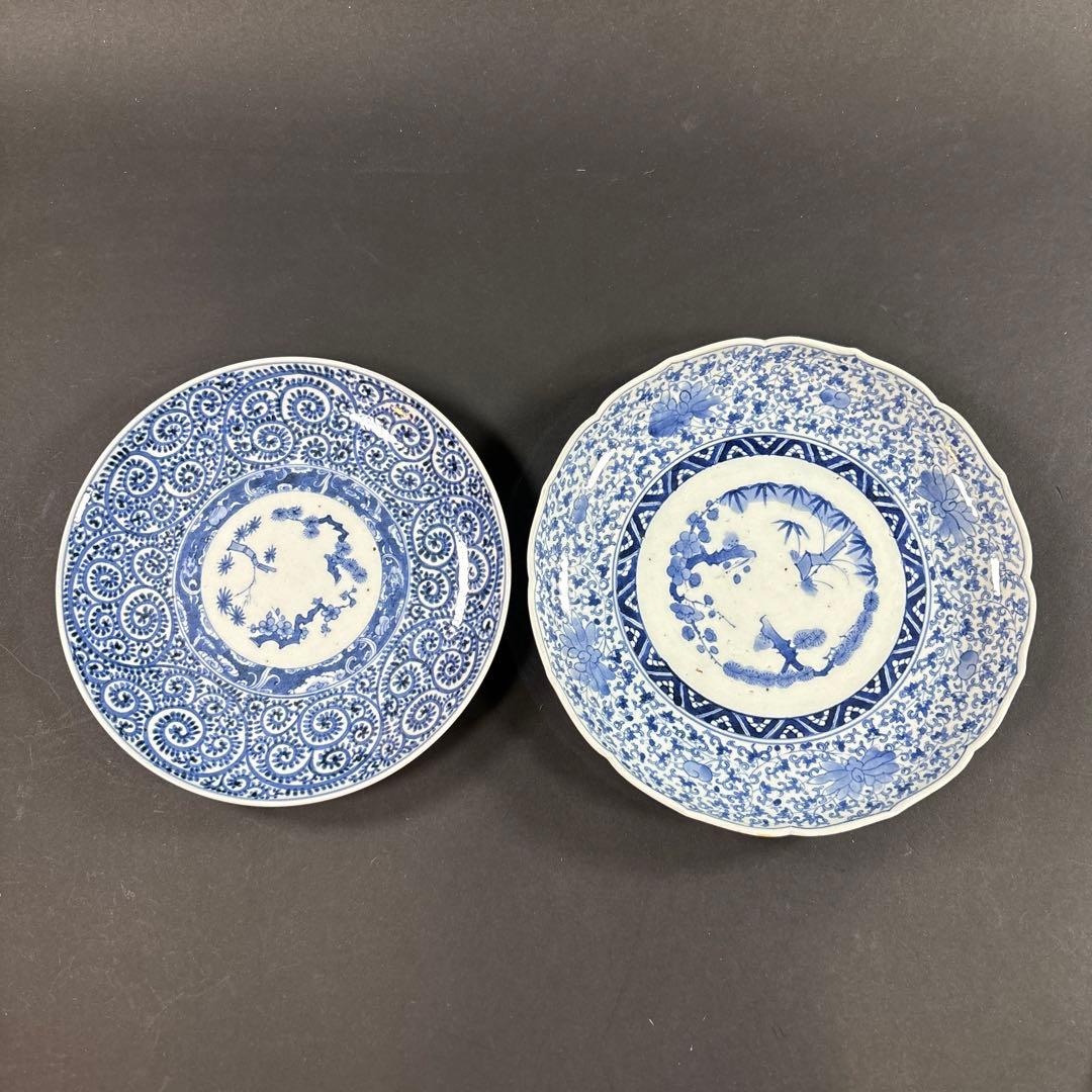 太明成化年製 染付蛸唐草文 一尺三寸皿 盛り