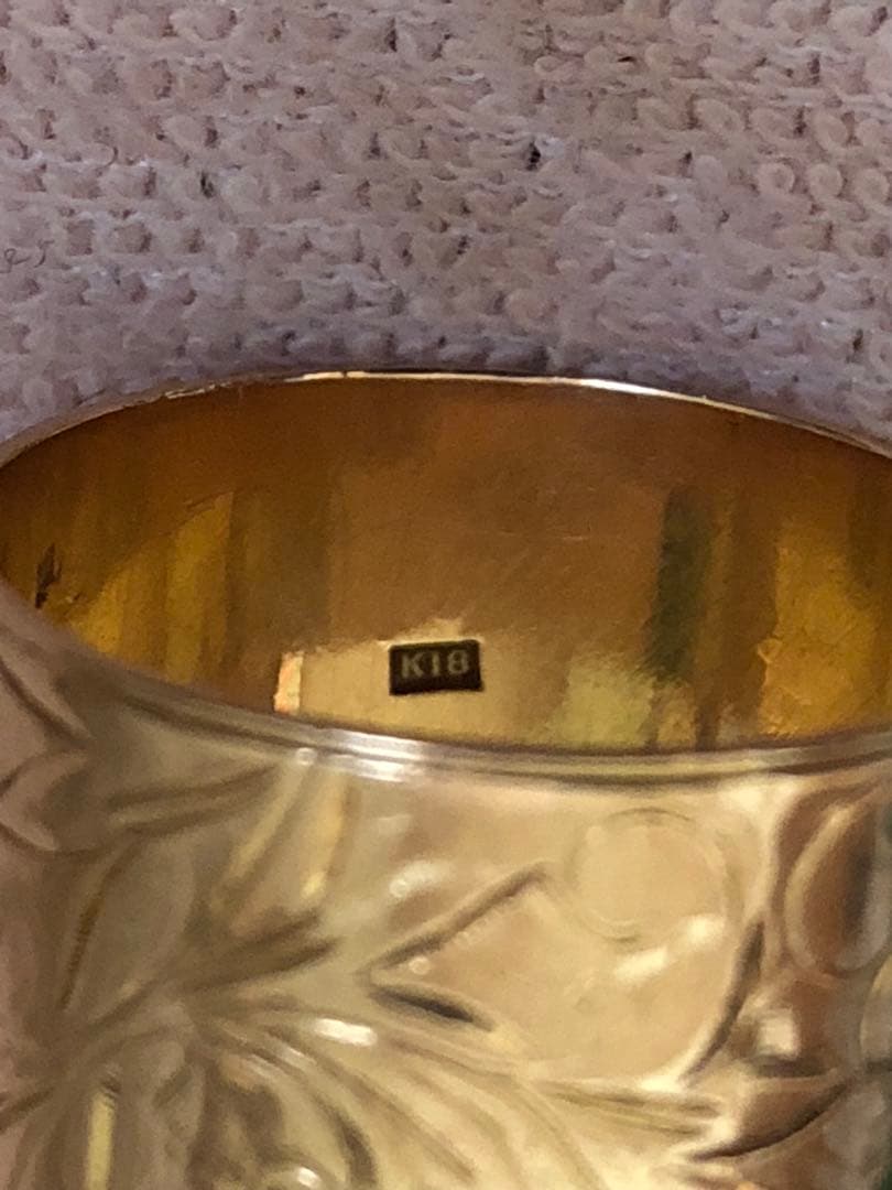 K18ゴールド指輪　日本製　手彫り　男女兼用