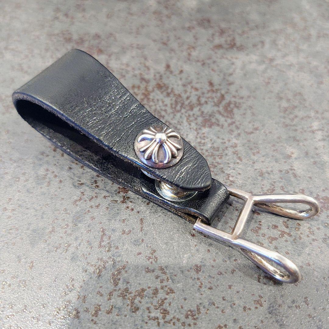 【クロムハーツ クロスボール・ボタンレザーベルトループ・インボイス原本付】 クロムハーツ BELT LOOP クロスボールボタンレザーベルトループ 中古