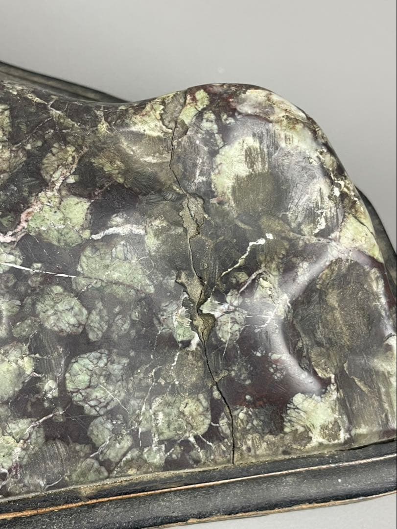 大型 梅花石 鑑賞石 盆石 水石 天然石 ジャスパー 木製台座付 菊花石