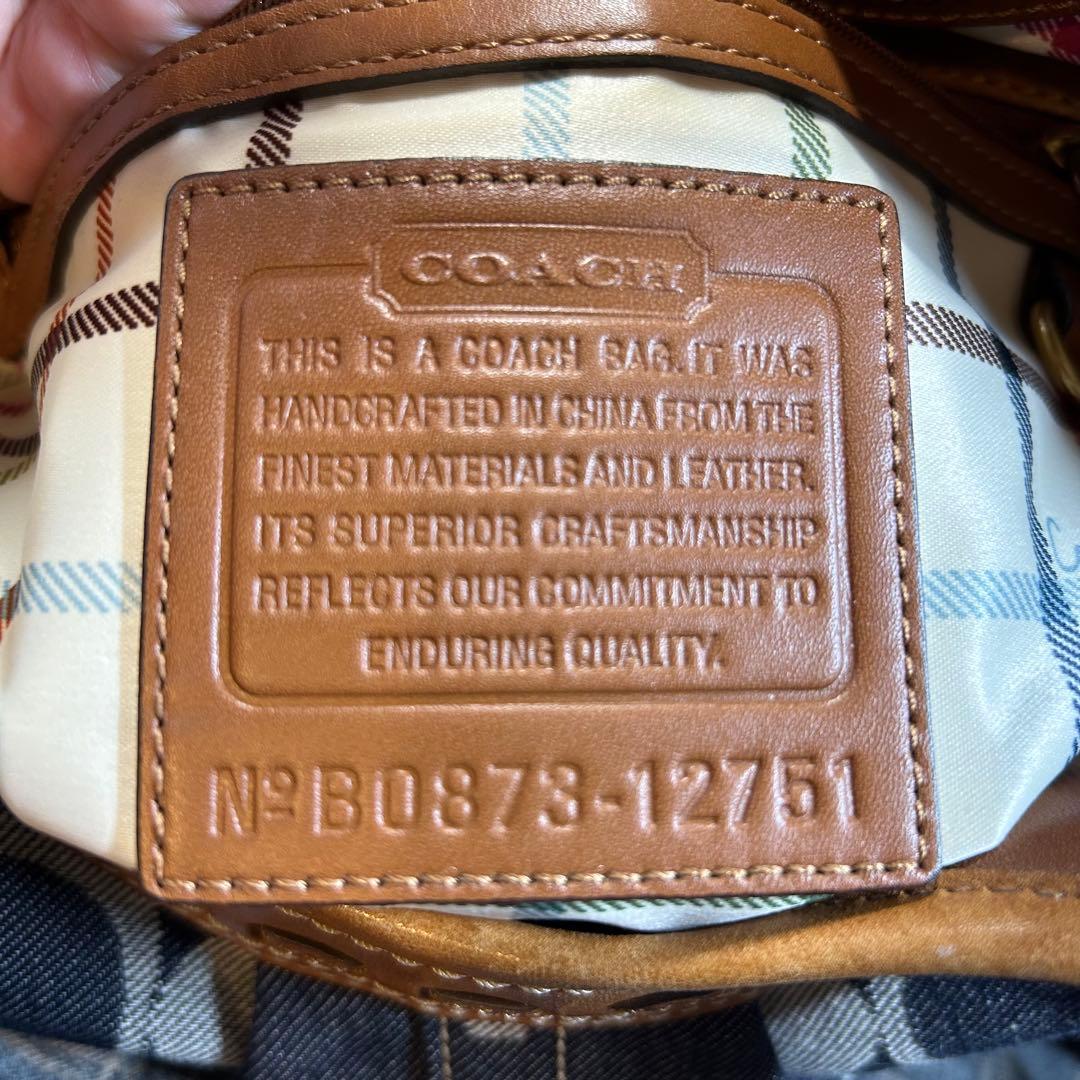 美品　COACH コーチ トートバッグ キャンバス シグネチャー デニム レザー