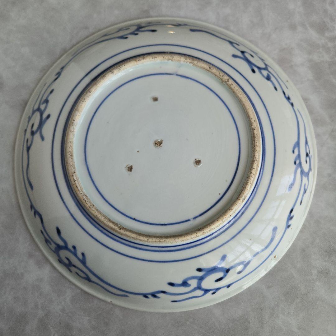 古伊万里 染付 微塵唐草 七寸皿 江戸時代 金直し 骨董 金継ぎ