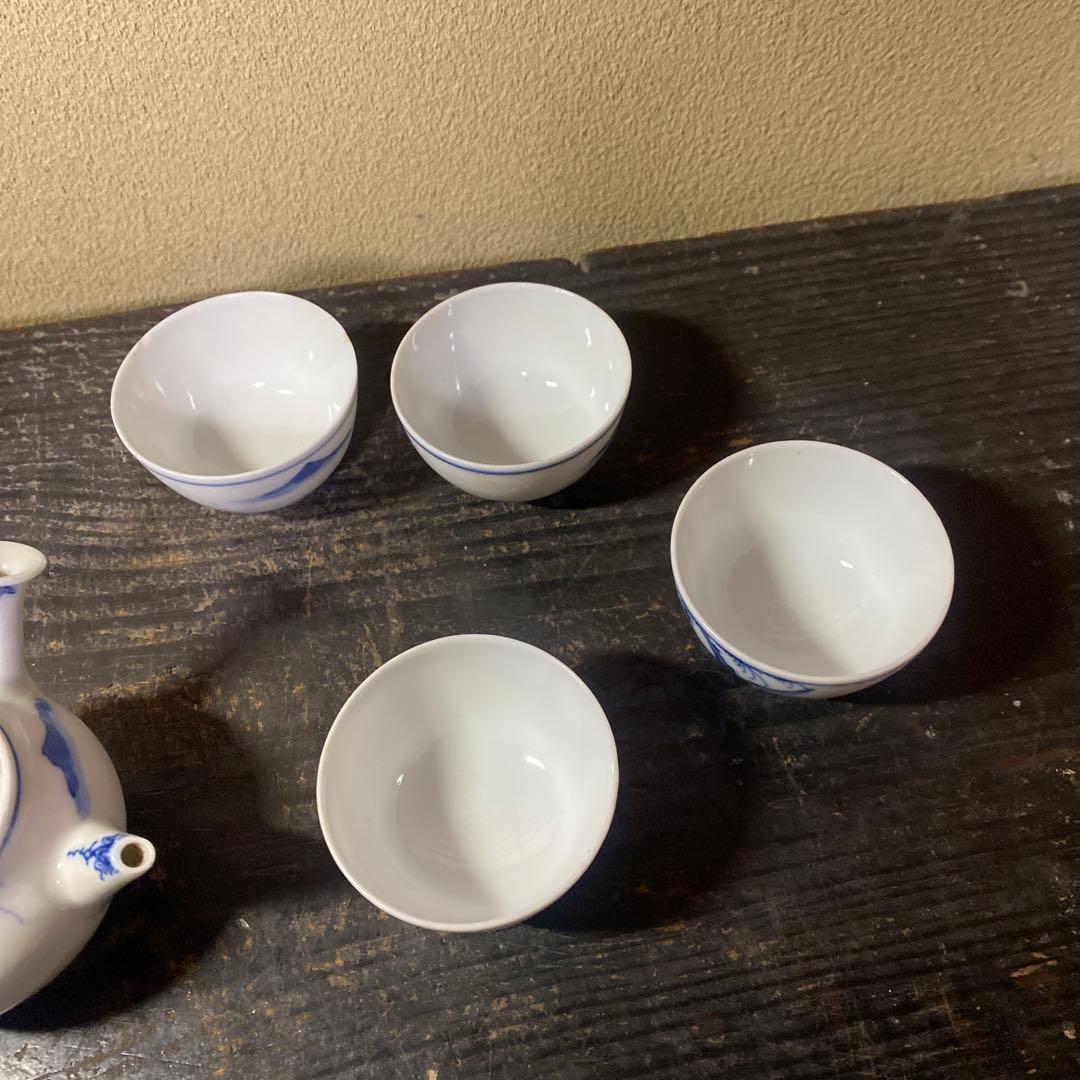 中国年号入　染付人物分煎茶器セット