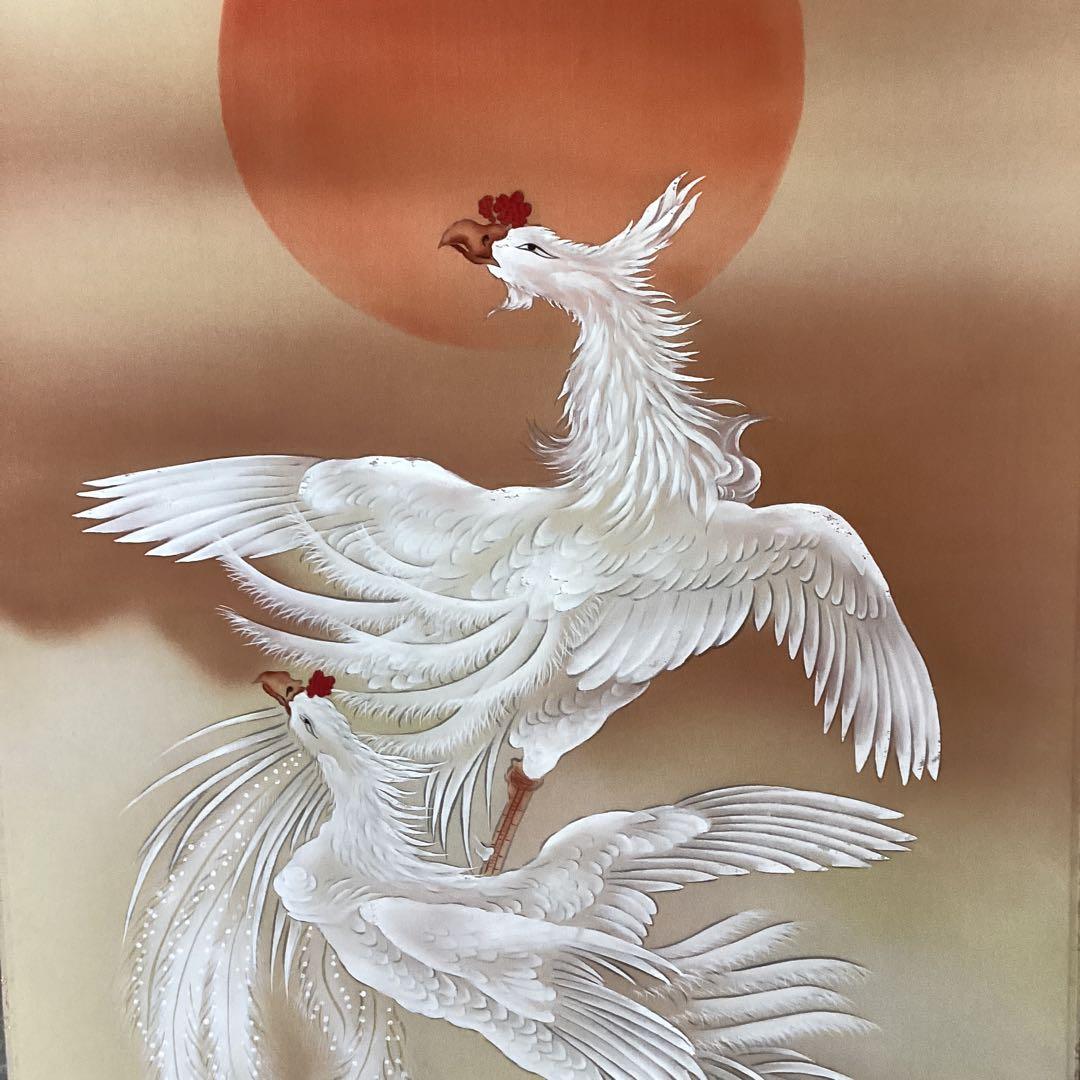 不老長寿 掛け軸 掛軸 巻物 骨董品 鳥 青い鳥 公式 ストア