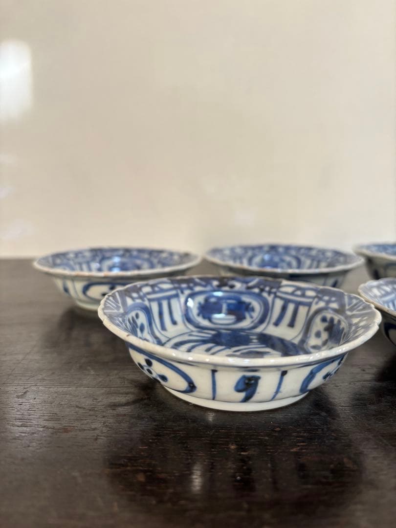 染付芙蓉手獣面図 小皿 モンスターマスク 縁起物 古伊万里 三田焼 5