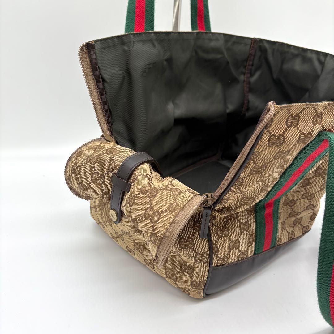 極美品 希少】GUCCI ドッグ キャリーバッグ シェリー キャンバス