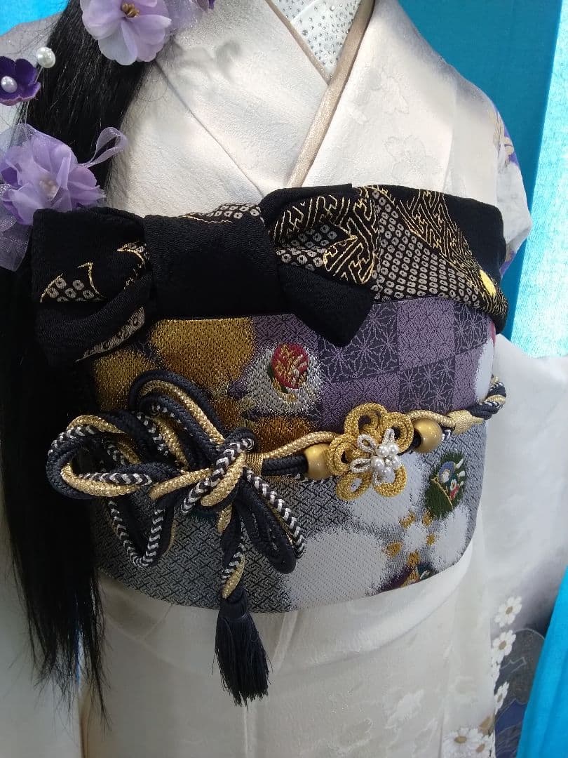 振袖フルセット、正絹振袖成人式、半襟重ね衿帯揚げ帯締め、唐織袋帯