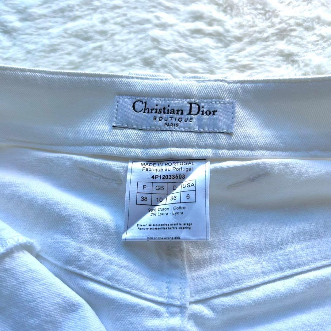 美品 ディオール タイトスカート オフホワイト デニム ビジュー y2k 38