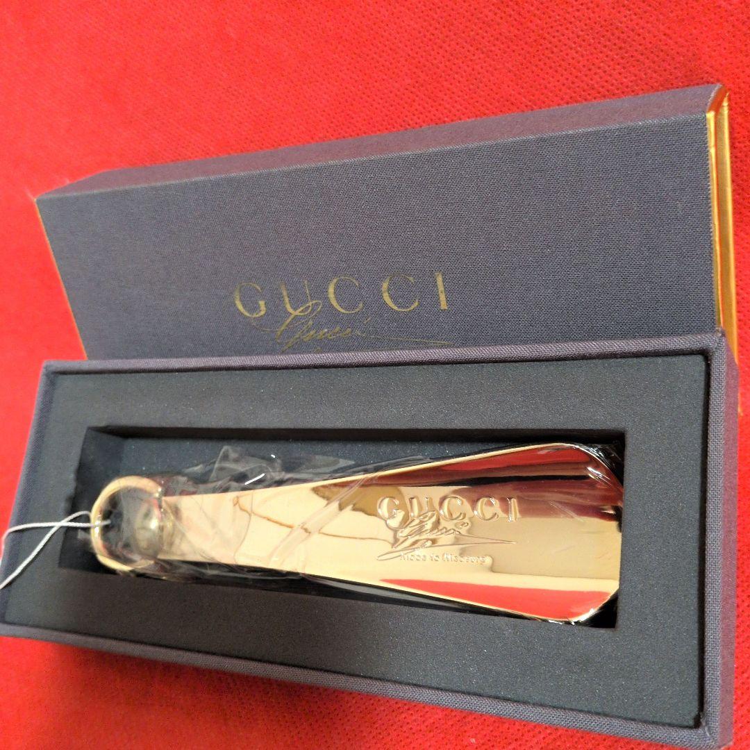 【未使用☆レア】GUCCI／グッチ メタルロゴ 靴べら／シューホーン