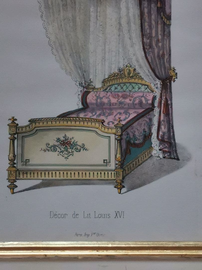 アンティークフランス ルイ16世式天蓋ベッド イタリア額装 マリー