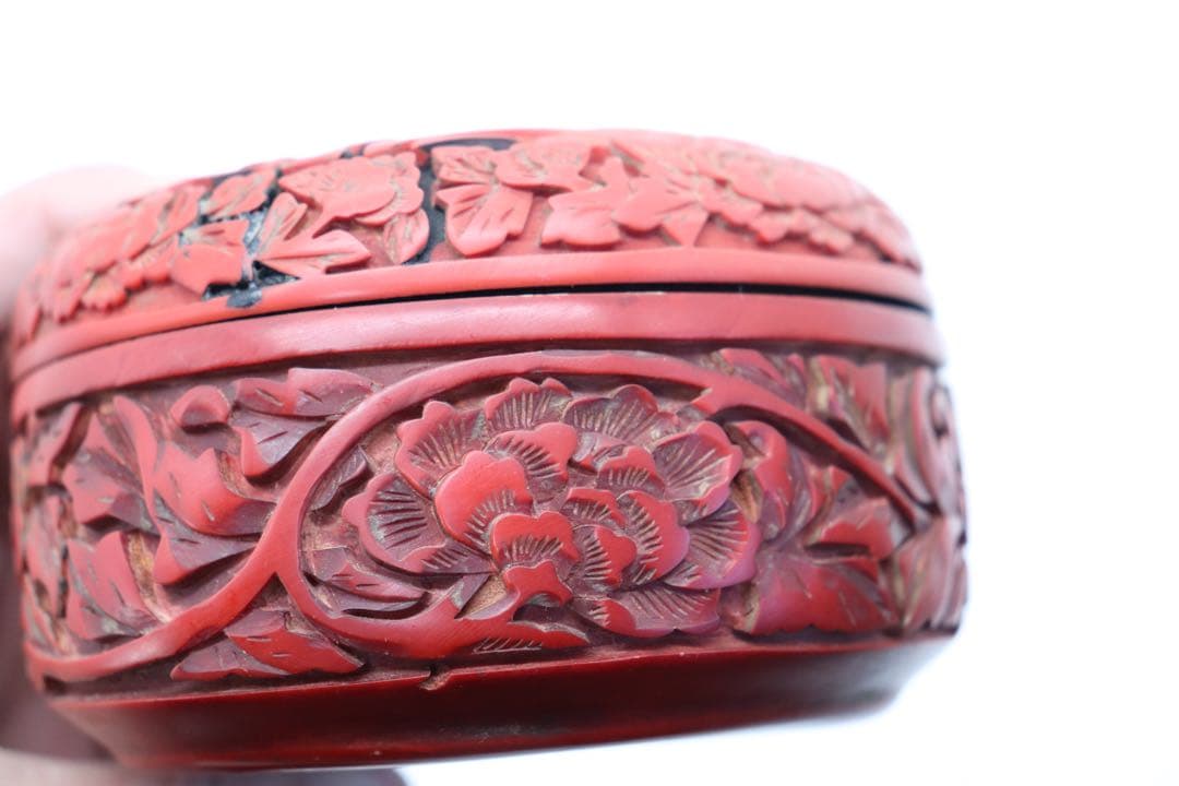 堆朱　蓋物　送料込み0201