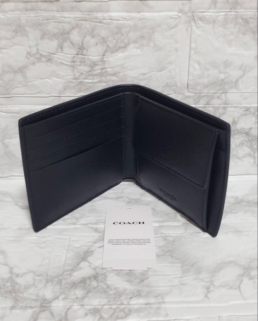 coach 折財布 シンプル ブラック 黒 プレゼント シグネチャー 正規品
