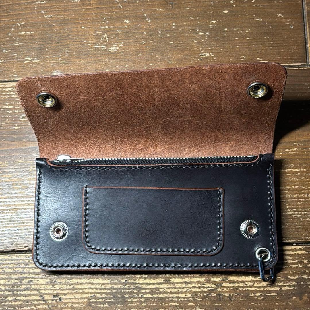 二段階右折様 茶芯ハンドメイドトラッカーウォレット