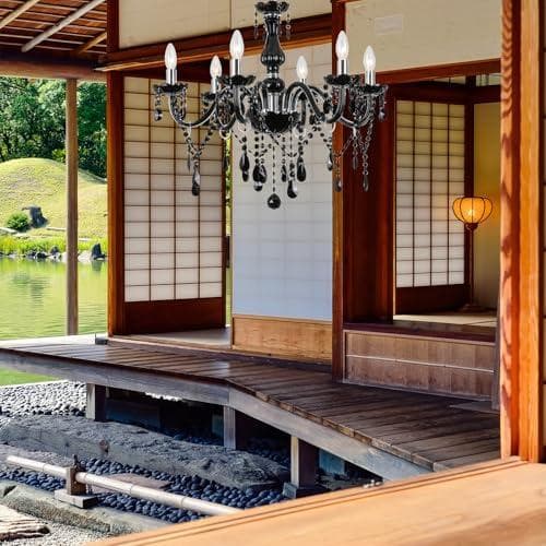 クラシックブラック シャンデリア クリスタル (プラスチックではない