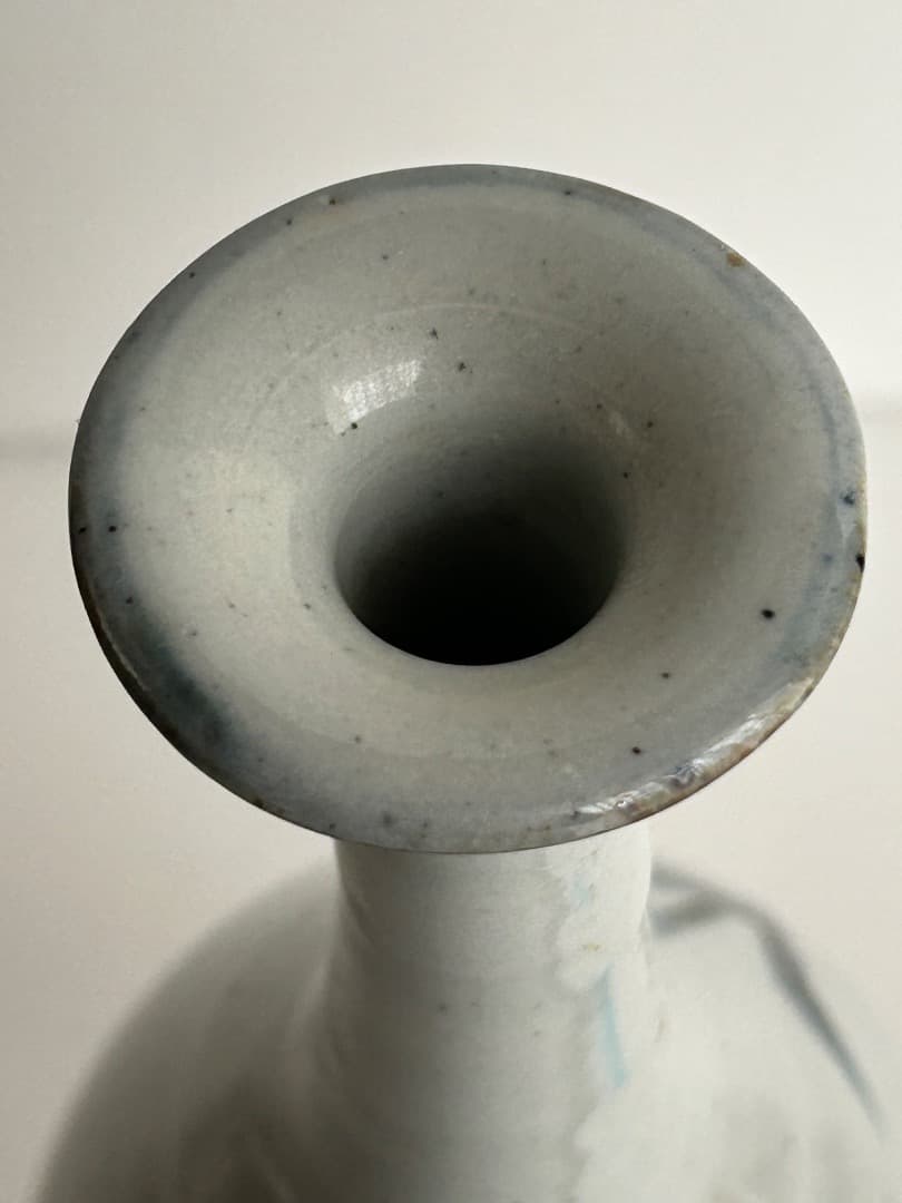 古染鶴首壺 (吉川修身作 美濃焼)