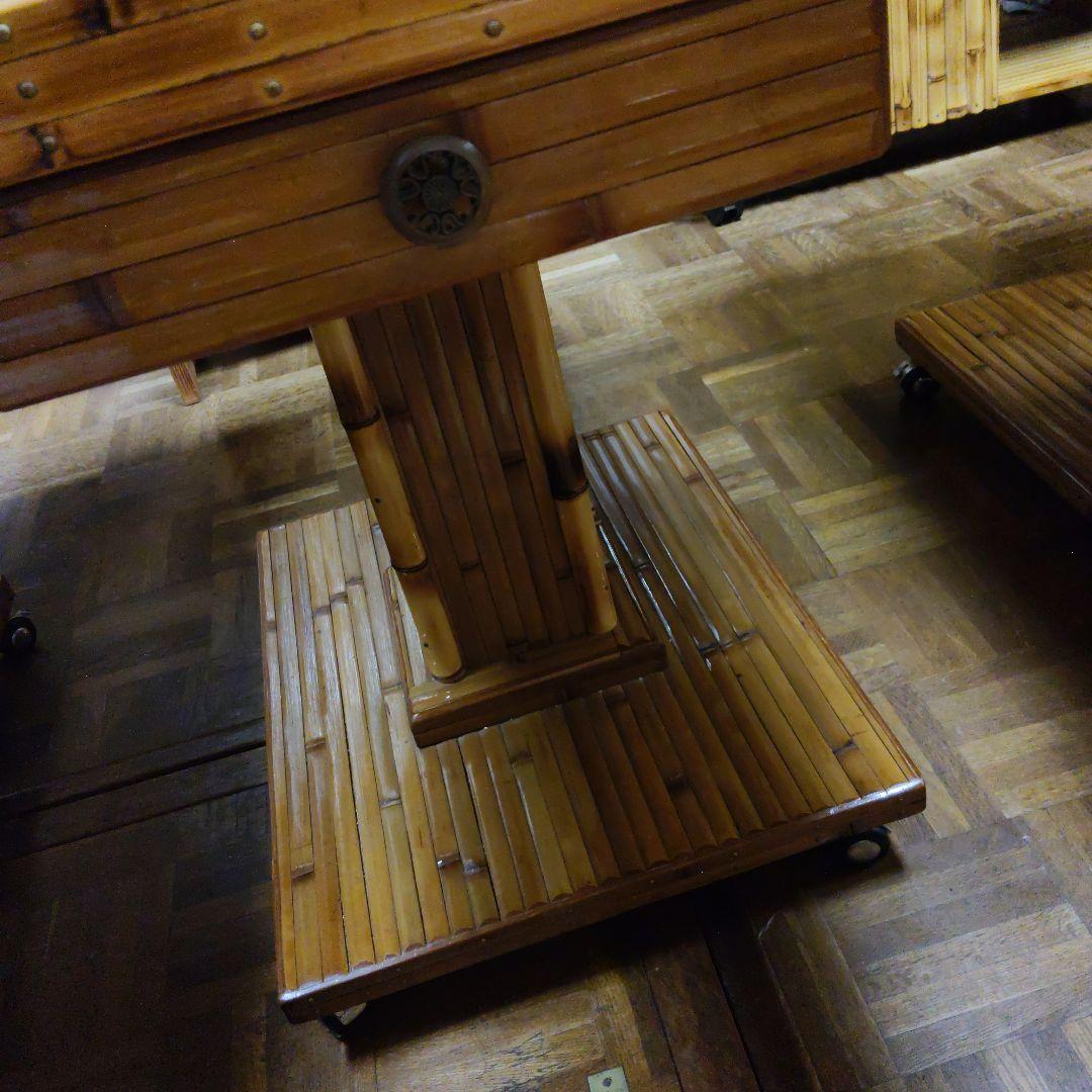 梅里竹芸　竹製キャスター付き　テーブル