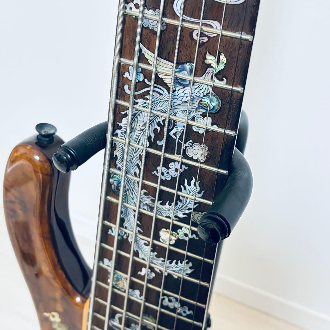 稀少【7弦ベース】美麗インレイ龍モチーフ 7弦 音出しOK トラス調整
