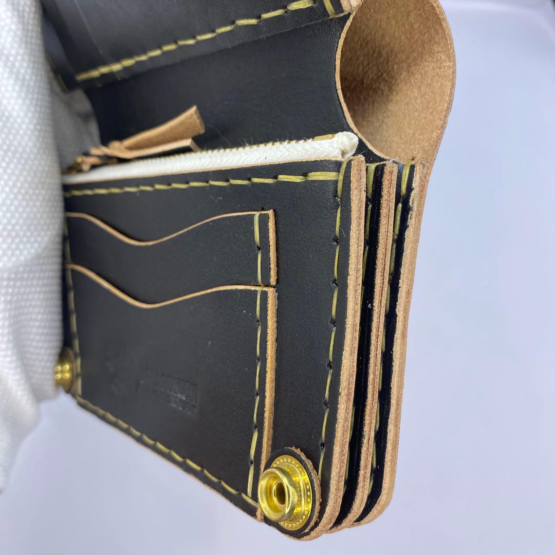 極厚 無骨 お札折らずに収納できる無骨な手染めミドルトラッカーウォレット BTW