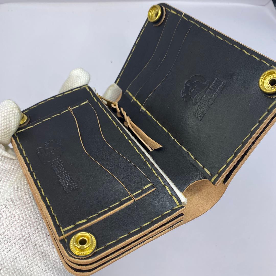 極厚 無骨 お札折らずに収納できる無骨な手染めミドルトラッカーウォレット BTW