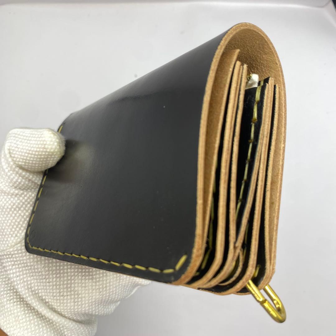 極厚 無骨 お札折らずに収納できる無骨な手染めミドルトラッカーウォレット BTW