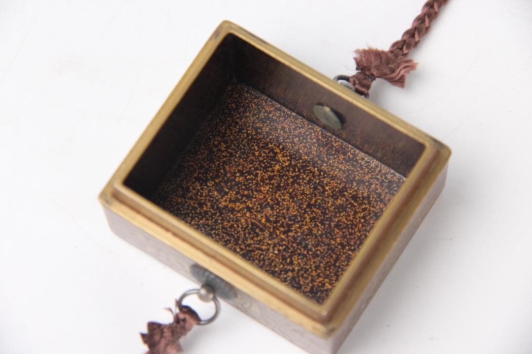 江戸　明治　時代 鶴松梅蒔絵重香合　小箱 梨地 漆器 EM19-9