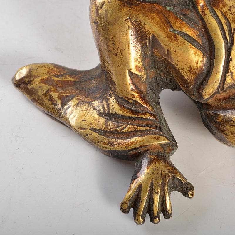 中国 古銅鍍金 人物像 達磨像 紙鎮 置物 M R7465