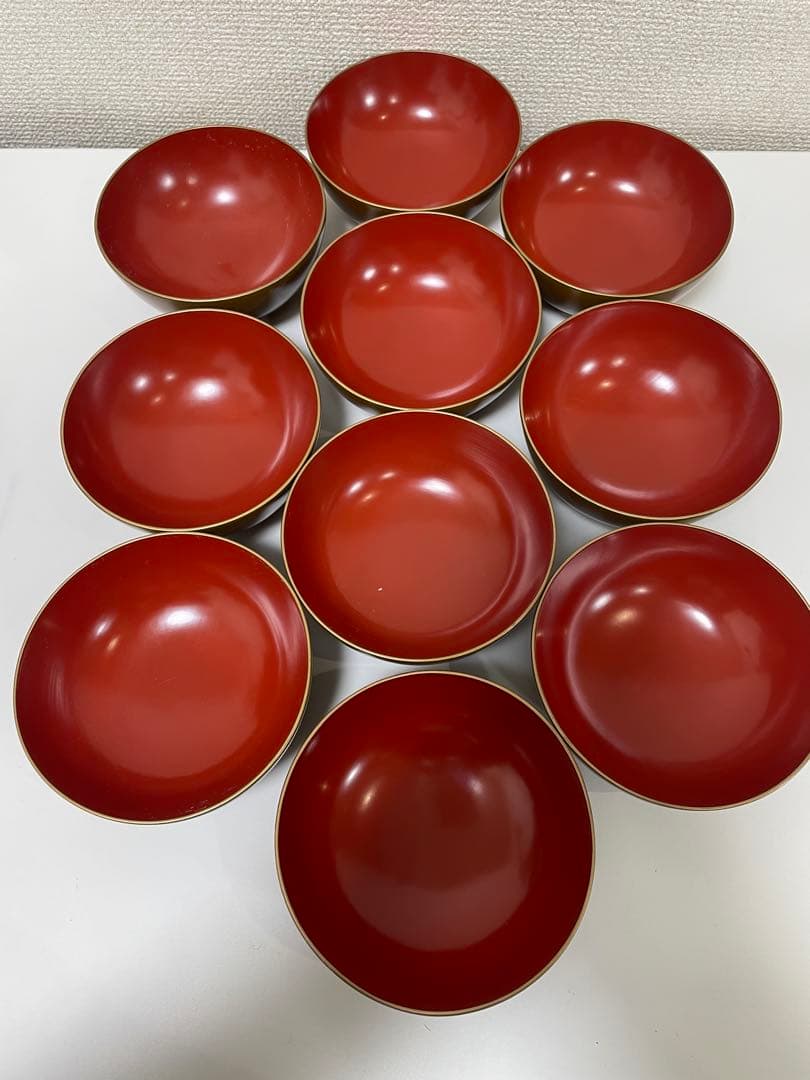 漆器 時代 黄漆 内朱塗 漆器 吸物 懐石椀 煮物椀 10 客 松