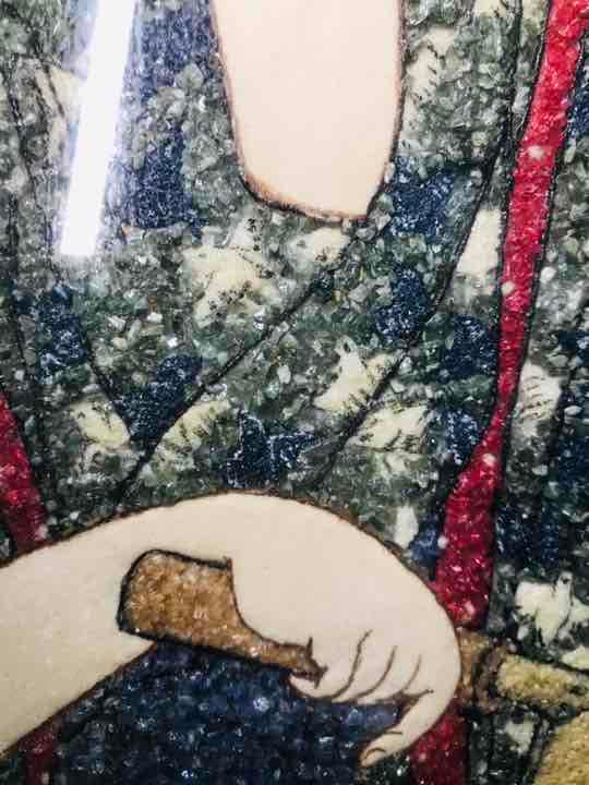 地域限定送料無料　歌麻呂浮世絵祇園美人絵　62cmルビー等宝石絵画　アンティーク