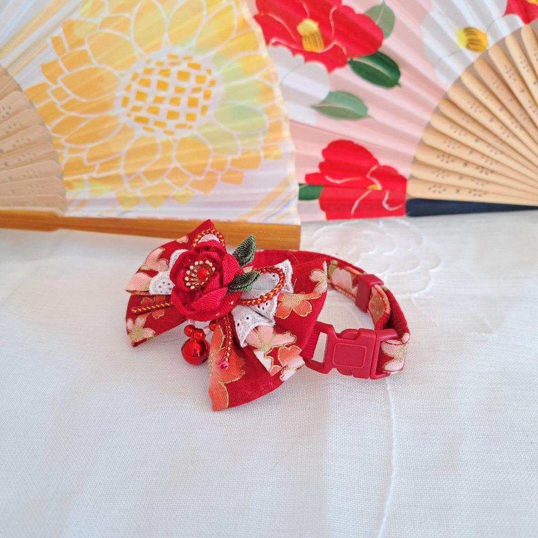 和風ロリータ(ピンク①)わんちゃん猫ちゃん用首輪