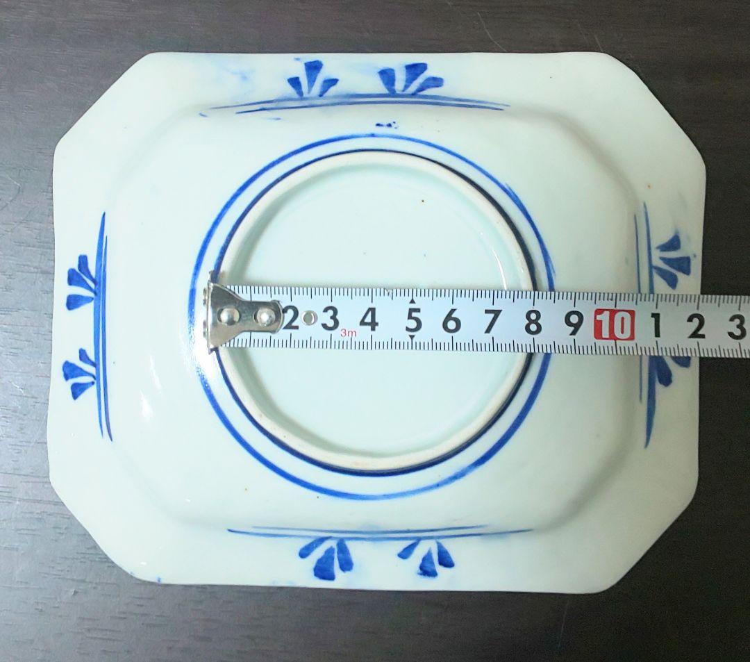 古伊万里 青い花柄 八角陶磁器 中皿5枚セット