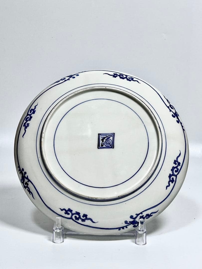 藍柿右衛門様式 鮎尽し図皿 渦福 有田 古伊万里