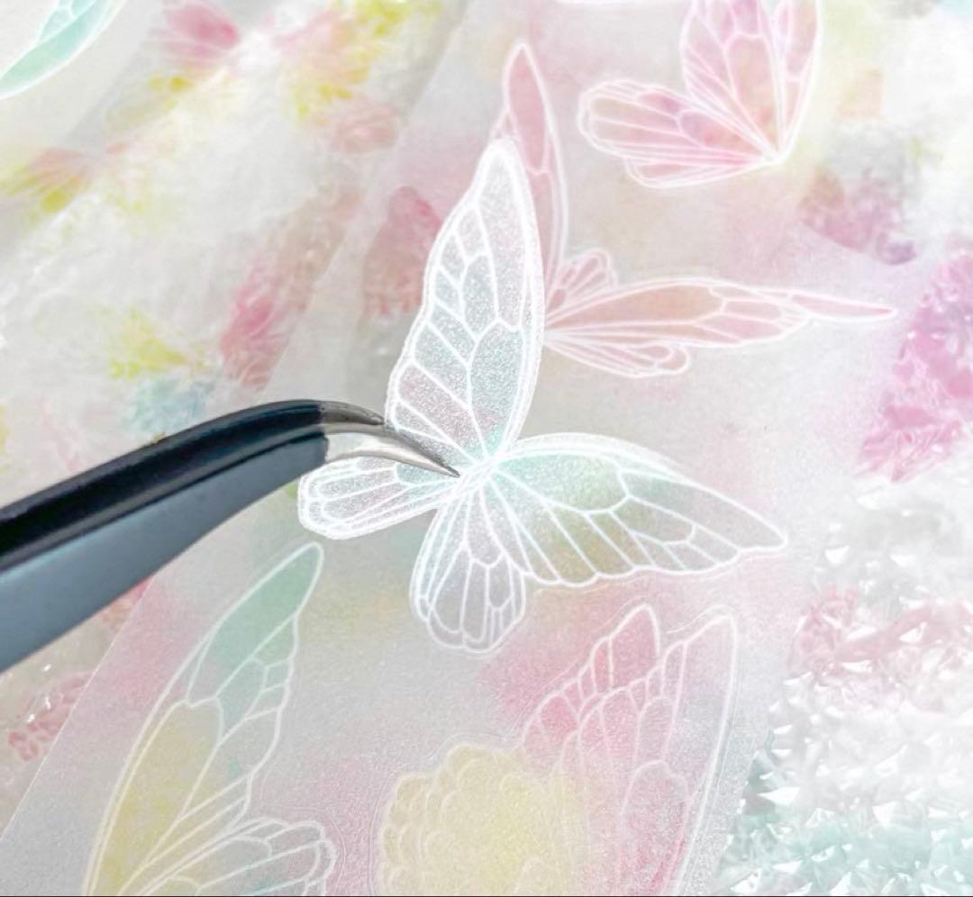 9071】海外 マスキングテープ 6m巻 PETラメ加工+カッティング 蝶々