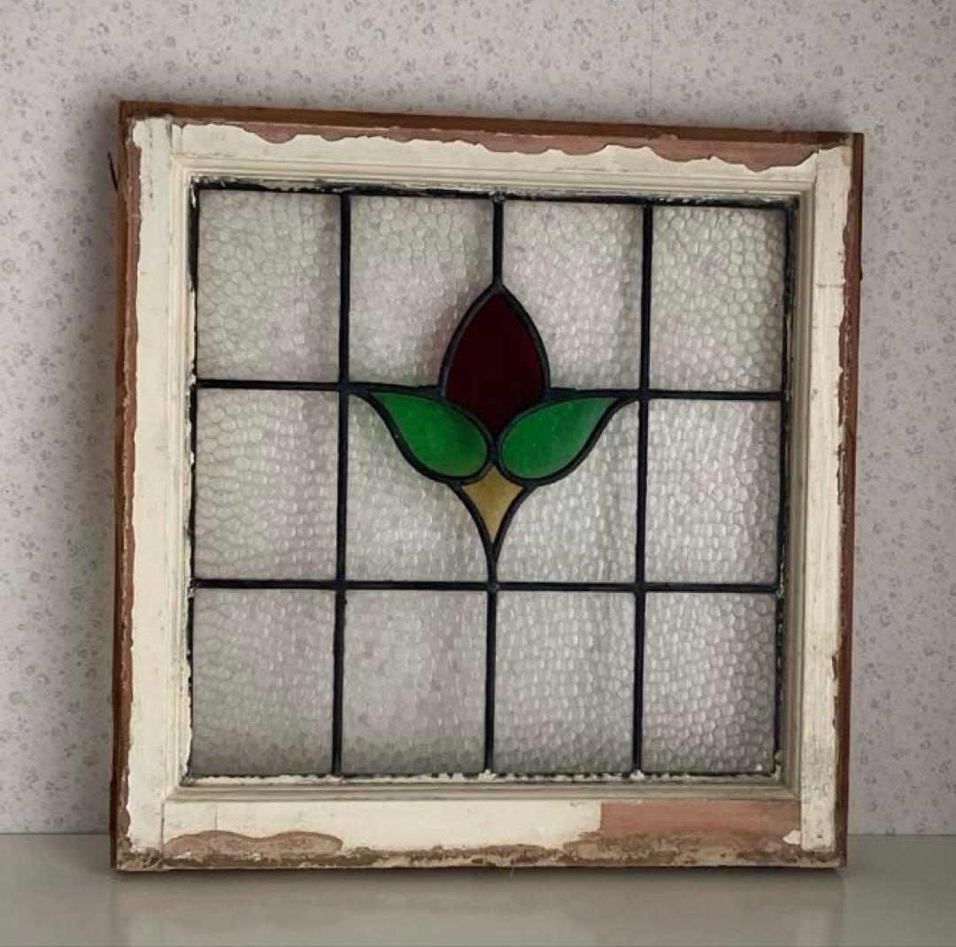 アンティークステンドグラス＊レトロビンテージ古い飾り窓ガラスカントリー建材 アンティークステンドグラス＊レトロビンテージ古い飾り窓ガラス