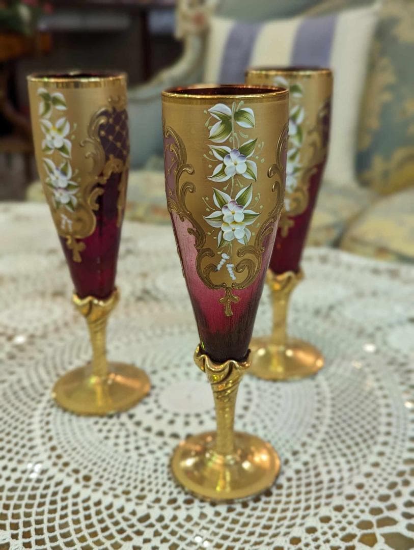 ベネチアングラス 水差し＆シャンパングラス 7Pセット