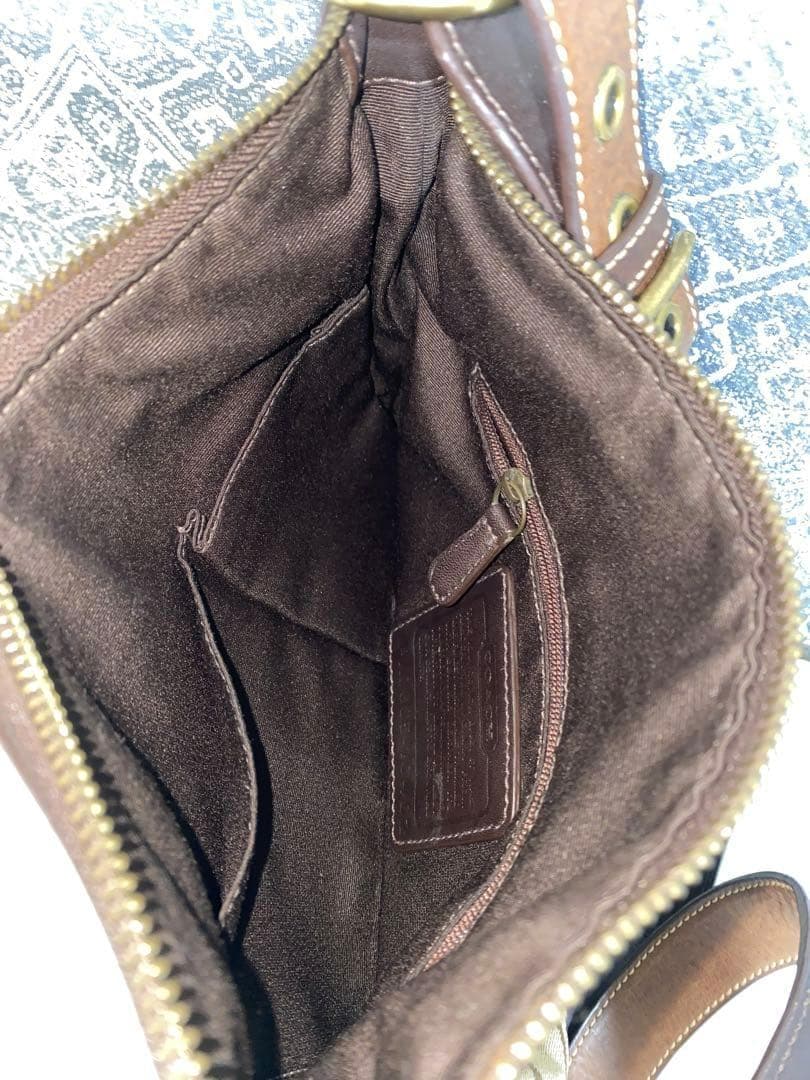 【美品】COACH コーチ シグネチャー ショルダーバッグ 斜め掛けかばん 茶色