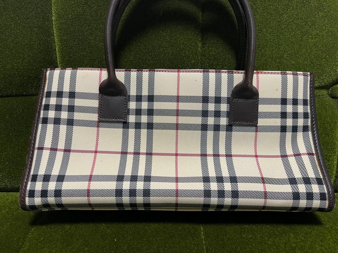 美品 バーバリー　ロゴプレート　ハンドバッグ　スクエア