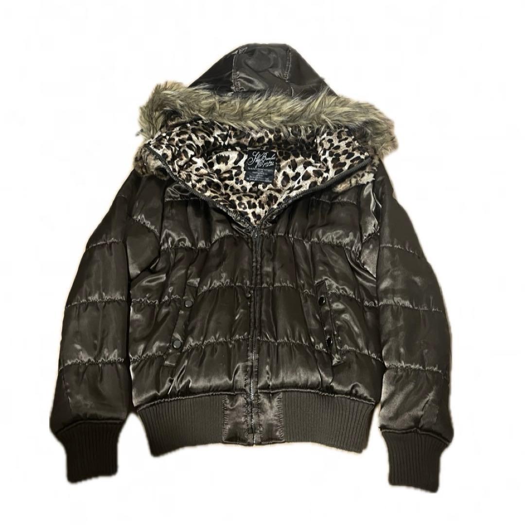 y2k ファー ダウン ジャケット アウター レオパード 平成 グランジ お兄系