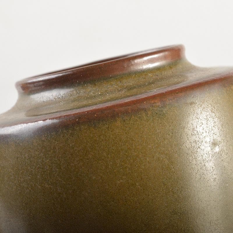 薩摩焼 苗代川焼 荒木幹二郎造 苗代川そば釉 茶入 仕覆付 共箱 V 6603