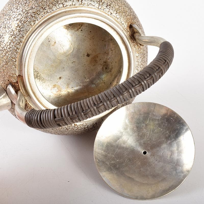 煎茶道具　錫半製　本錫　急須　湯沸し　約337g　時代箱付　M　R5063