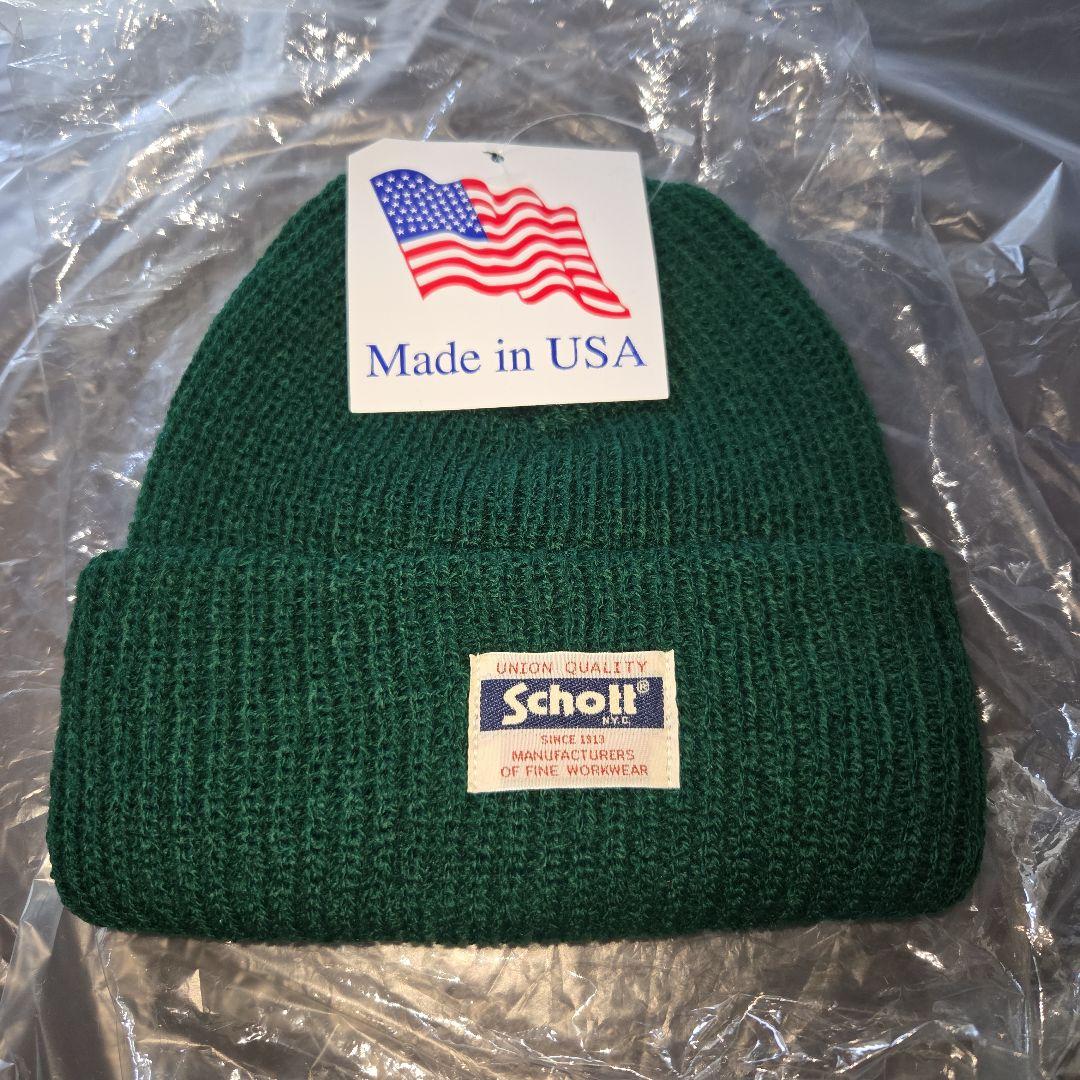 Schott ニット帽 ダークグリーン 3119070 - メルカリ