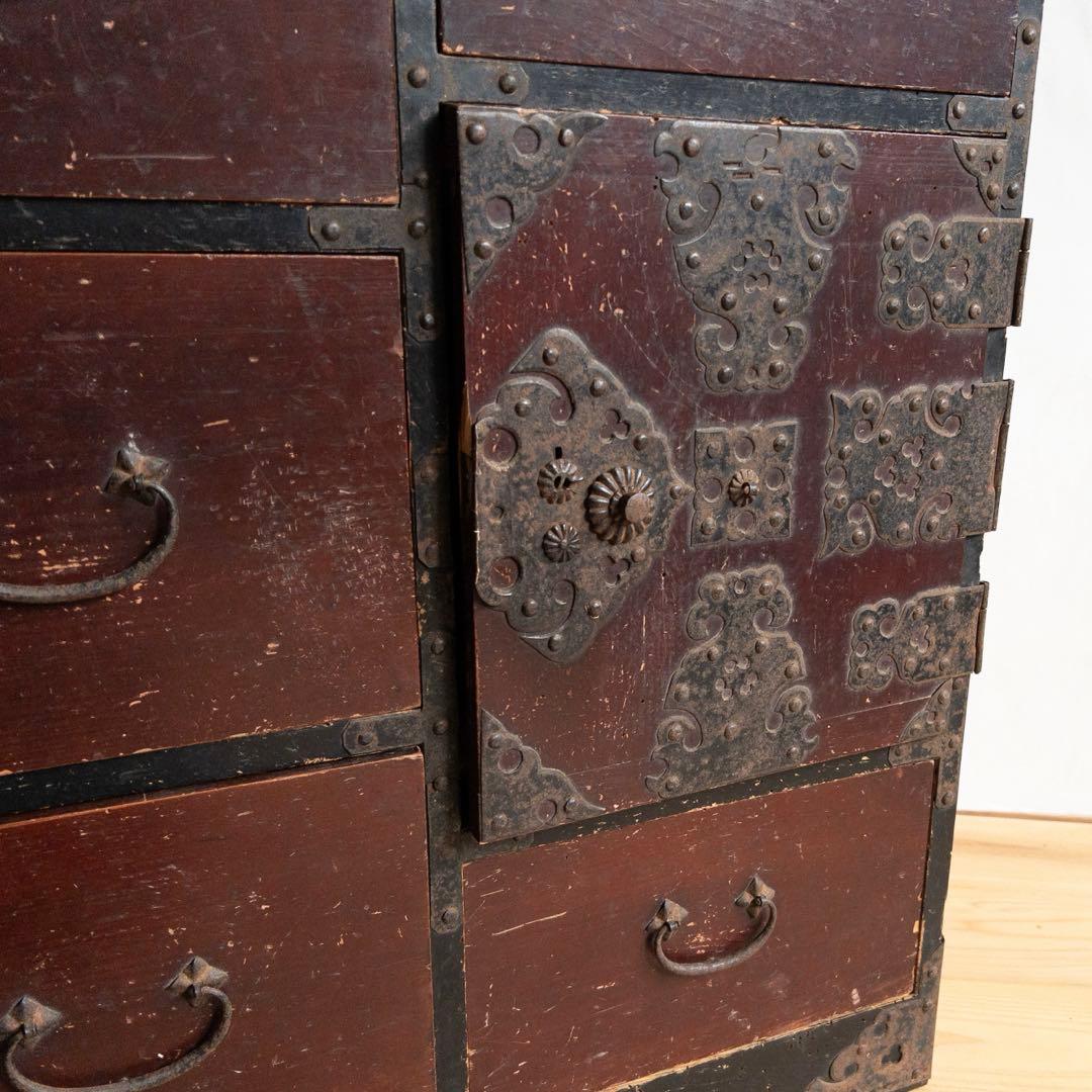 和箪笥 収納棚 4段 骨董 古道具 古家具 和家具 ビンテージ