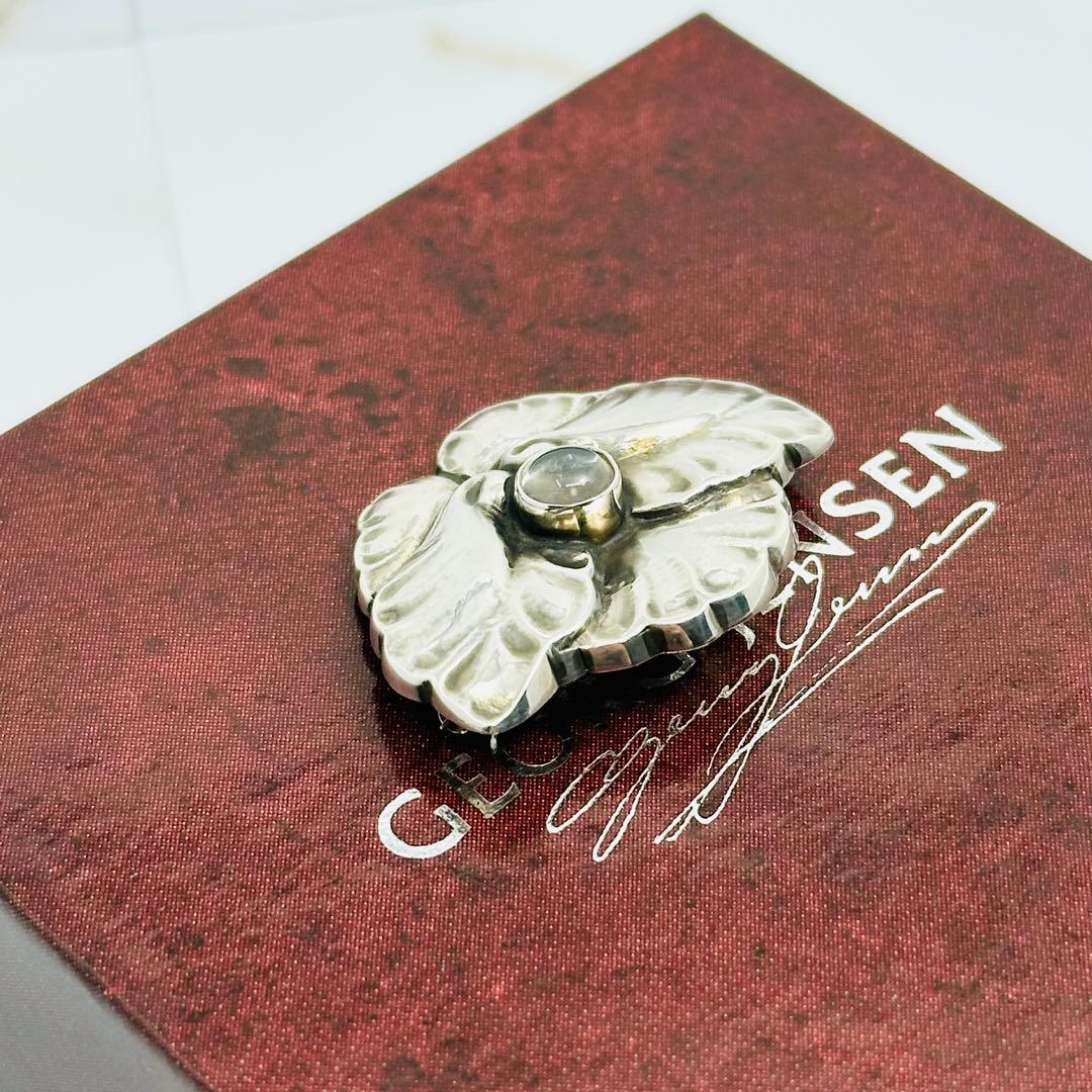 GEORG JENSEN 107 ムーンストーンシルバーブローチフラワー