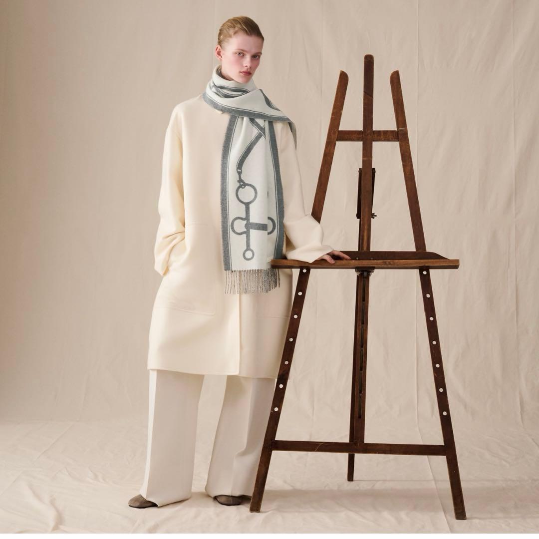 新品未使用　エルメス　HERMES カシミアマフラー　 《モール》　グレー
