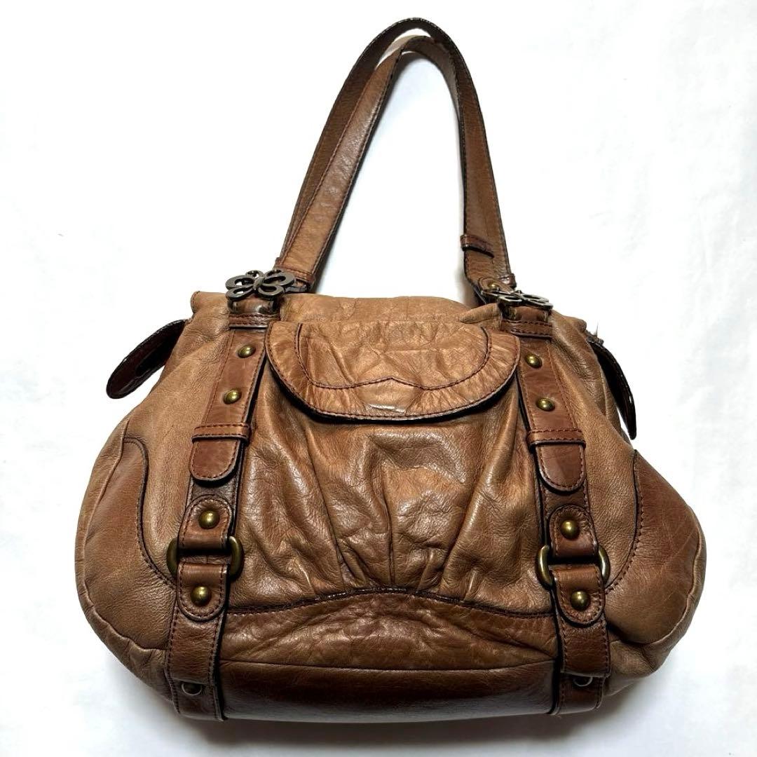 ANNA SUI 本革 蝶 バタフライ バックル デザイン ショルダーバッグ