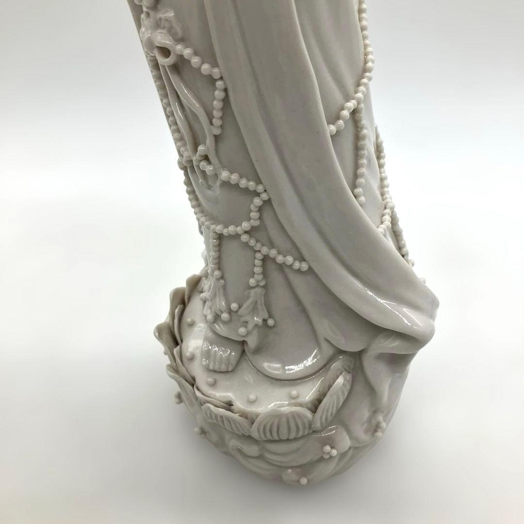 中国美術 白磁觀音 観音菩薩立像 高さ約30cm 徳化窯 ヴィンテージ