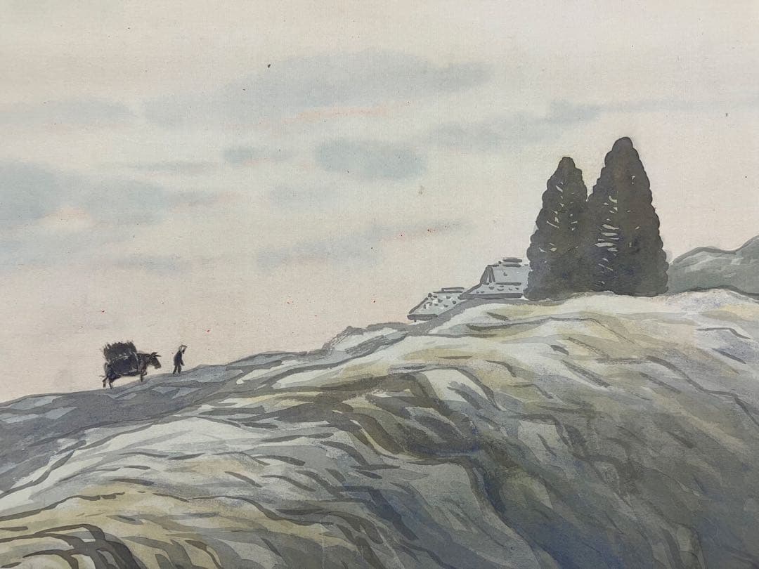 土田 麦僊 絹本 掛軸 共箱 太巻 2重箱（村上華岳 小野竹喬 野