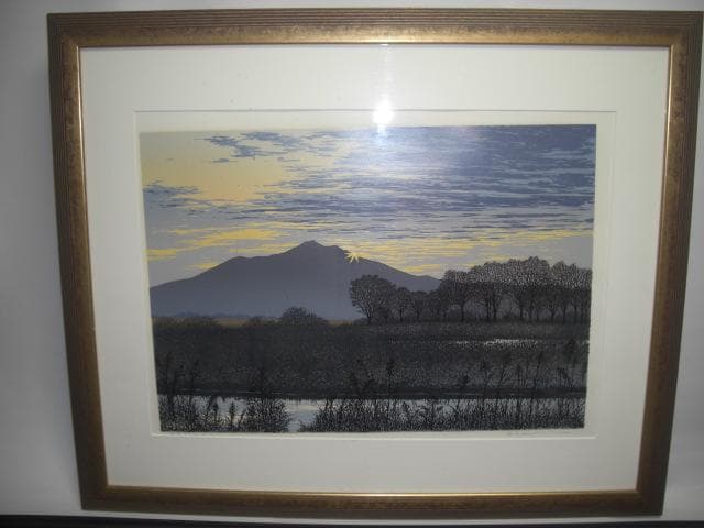 ◆小暮真望「筑波の夜明け」　シルクスクリーン　真作 　エディションAP ◇小暮真望「筑波の夜明け」 シルクスクリーン 真作 エディションAP