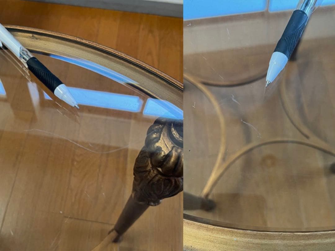 アンティーク調 ガラステーブル ヴィンテージ レトロモダン