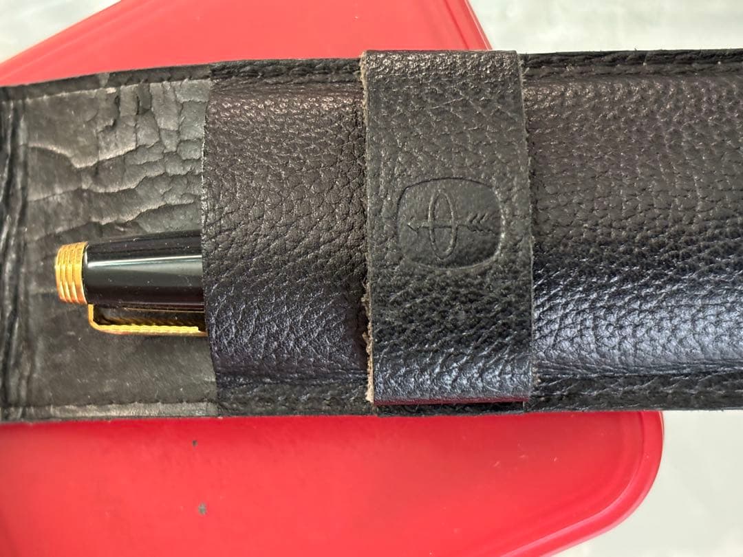 美品】PARKER パーカー 万年筆 14Kペン先 黒×ゴールドレザーケース付