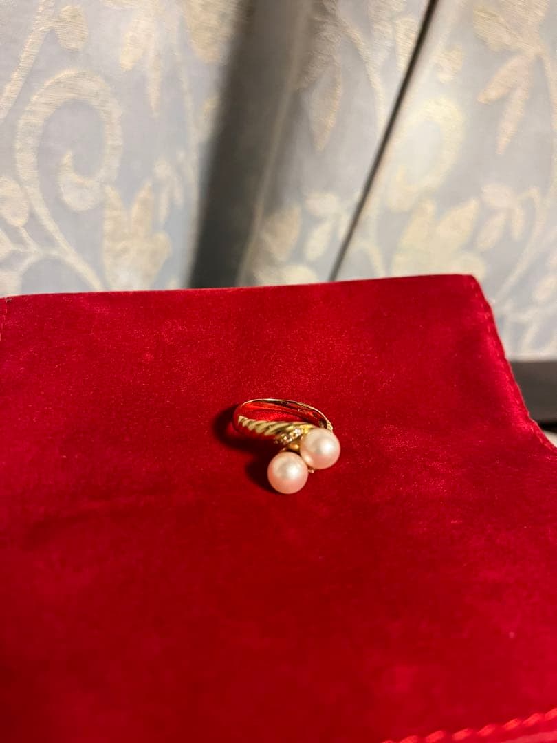 パール　ダイヤ　ゴールドリング